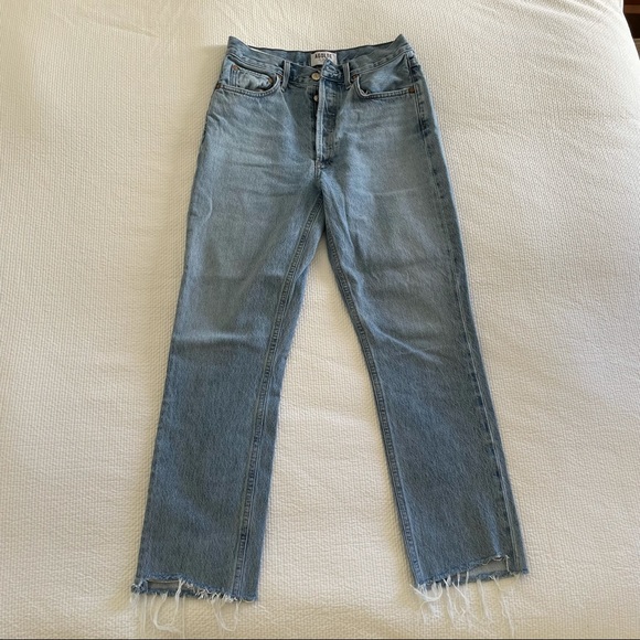 Agolde Riley High Rise Straight Crop Jeans - Picture 1 of 4